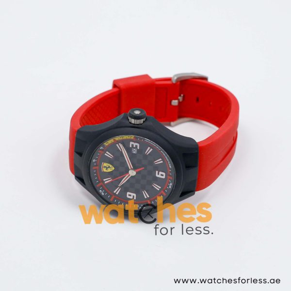 Ferrari Men’s Quartz Red Silicone Strap Black Dial 44mm Watch 830002