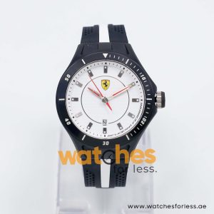 Ferrari Men’s Quartz Black Silicone Strap White Dial 44mm Watch 830104