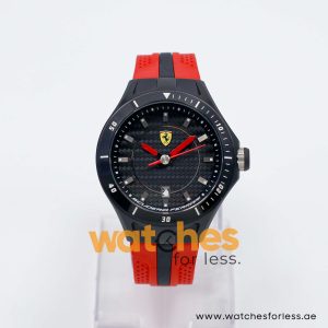 Ferrari Men’s Quartz Red Silicone Strap Black Dial 44mm Watch 830080/1