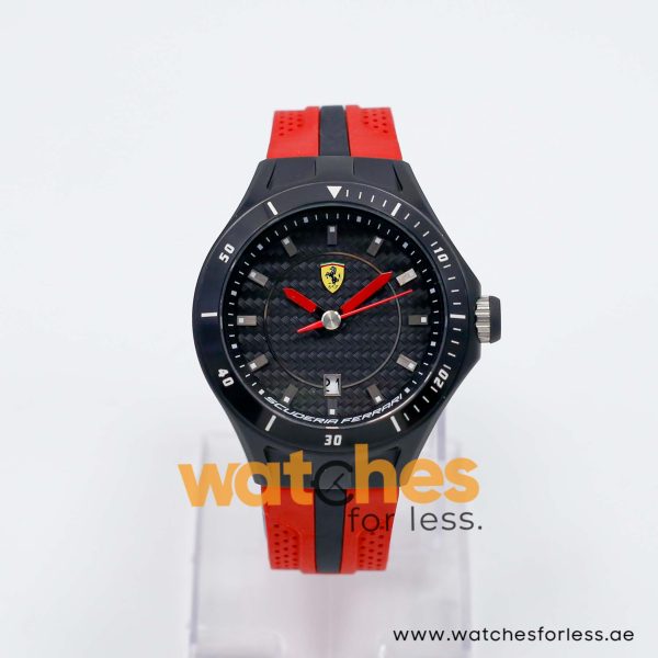 Ferrari Men’s Quartz Red Silicone Strap Black Dial 44mm Watch 830080/1