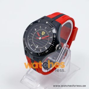 Ferrari Men’s Quartz Red Silicone Strap Black Dial 44mm Watch 830080/1