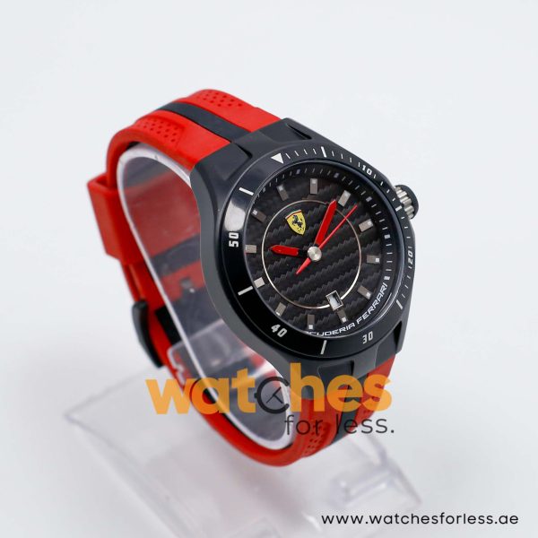 Ferrari Men’s Quartz Red Silicone Strap Black Dial 44mm Watch 830080/1