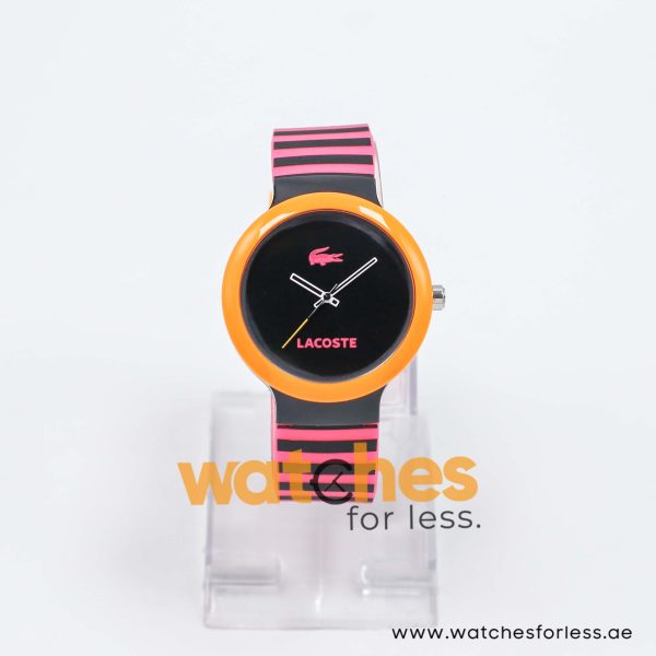 Lacoste Women’s/Kid’s Quartz Pink & Black Silicone Strap Black Dial 40mm Watch 2020003