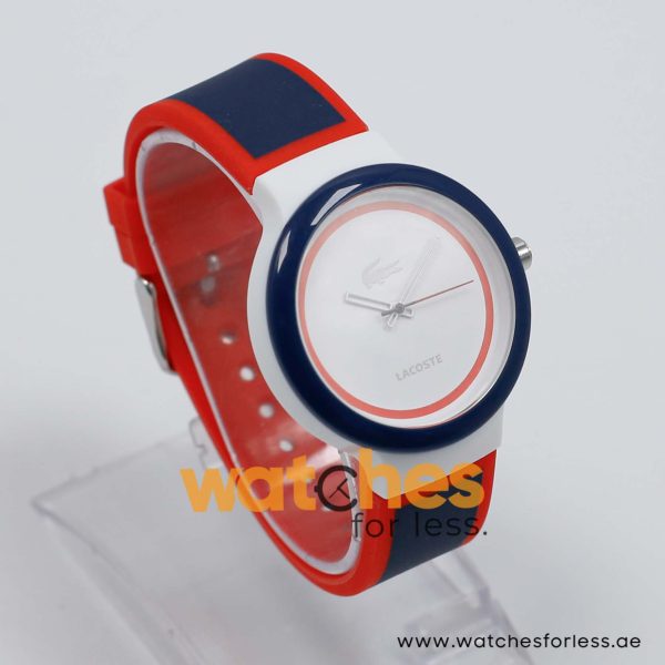 Lacoste Women’s/Kid’s Quartz Navy Blue & Red Silicone Strap White Dial 40mm Watch 2020029