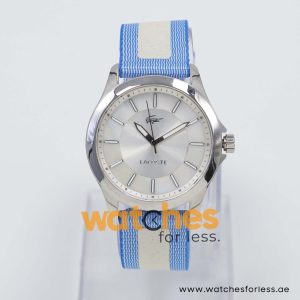 Lacoste Women’s Quartz Sky Blue & White Nylon Strap Silver & Mother Of Pearl Dial 38mm Watch 2000733