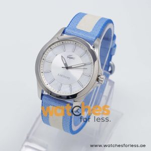 Lacoste Women’s Quartz Sky Blue & White Nylon Strap Silver & Mother Of Pearl Dial 38mm Watch 2000733