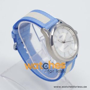 Lacoste Women’s Quartz Sky Blue & White Nylon Strap Silver & Mother Of Pearl Dial 38mm Watch 2000733