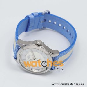 Lacoste Women’s Quartz Sky Blue & White Nylon Strap Silver & Mother Of Pearl Dial 38mm Watch 2000733