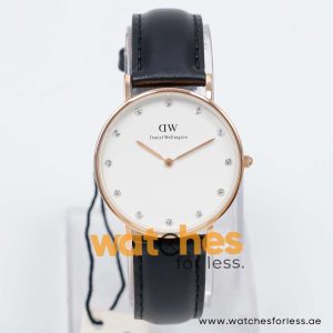 Daniel Wellington Women’s Quartz Black Leather Strap White Dial 34mm Watch 0951DW/1