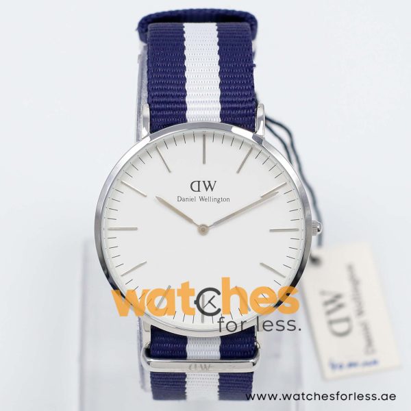 Daniel Wellington Men’s Quartz Blue & White Nylon Strap White Dial 40mm Watch 0204DW/1