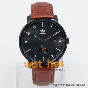 Adidas Men’s Quartz Dark Brown Leather Strap Black Dial 40mm Watch Z123037