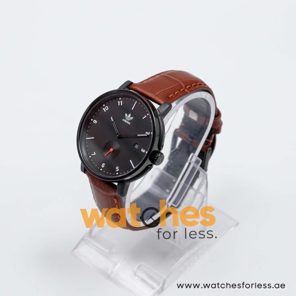 Adidas Men’s Quartz Dark Brown Leather Strap Black Dial 40mm Watch Z123037