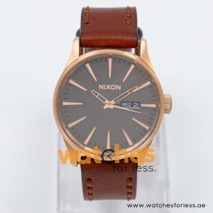 Nixon Men’s Quartz Brown Leather Strap Dark Grey Dial 42mm Watch A1052001