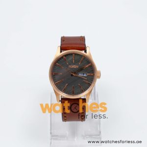 Nixon Men’s Quartz Brown Leather Strap Dark Grey Dial 42mm Watch A1052001