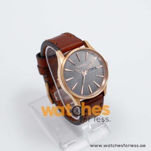 Nixon Men’s Quartz Brown Leather Strap Dark Grey Dial 42mm Watch A1052001