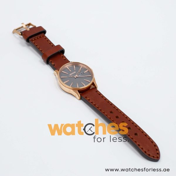 Nixon Men’s Quartz Brown Leather Strap Dark Grey Dial 42mm Watch A1052001