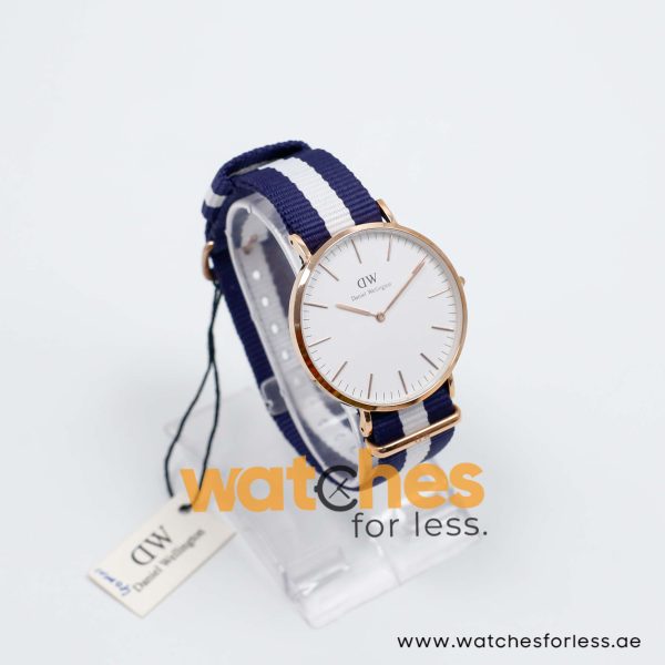 Daniel Wellington Men’s Quartz Blue & White Nylon Strap White Dial 40mm Watch 0104DW/1