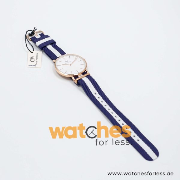 Daniel Wellington Men’s Quartz Blue & White Nylon Strap White Dial 40mm Watch 0104DW/1