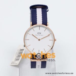 Daniel Wellington Women’s Quartz Blue & White Nylon Strap White Dial 36mm Watch 0503DW/1