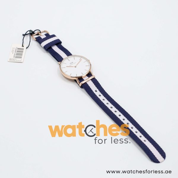 Daniel Wellington Women’s Quartz Blue & White Nylon Strap White Dial 36mm Watch 0503DW/1