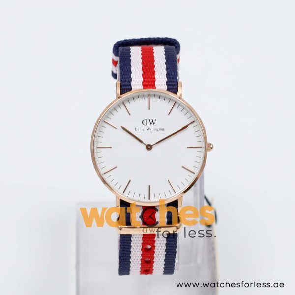 Daniel Wellington Women’s Quartz Multi Nylon Strap White Dial 36mm Watch 0502DW/1