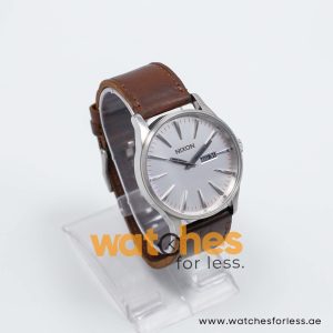 Nixon Men’s Quartz Brown Leather Strap Silver Dial 42mm Watch A1051113