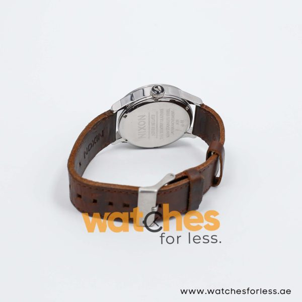 Nixon Men’s Quartz Brown Leather Strap Silver Dial 42mm Watch A1051113