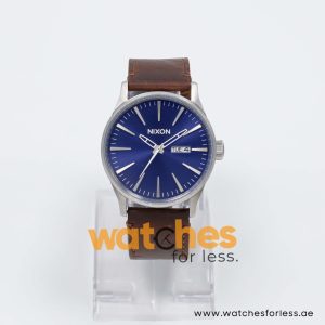 Nixon Men’s Quartz Brown Leather Strap Blue Dial 42mm Watch A1051524