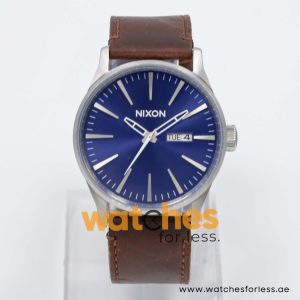 Nixon Men’s Quartz Brown Leather Strap Blue Dial 42mm Watch A1051524