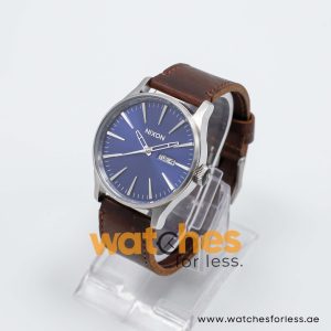 Nixon Men’s Quartz Brown Leather Strap Blue Dial 42mm Watch A1051524