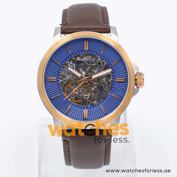 Kenneth Cole Men’s Automatic Dark Brown Leather Strap Blue Skeleton Dial 43mm Watch KC50690003 UAE DUBAI AJMAN SHARJAH ABU DHABI RAS AL KHAIMA UMM UL QUWAIN ALAIN FUJAIRAH