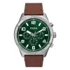 Fossil Men’s Quartz Brown Leather Strap Green Dial 50mm Watch BQ2801