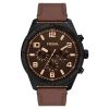 Fossil Men’s Quartz Brown Leather Strap Black Dial 50mm Watch BQ2802