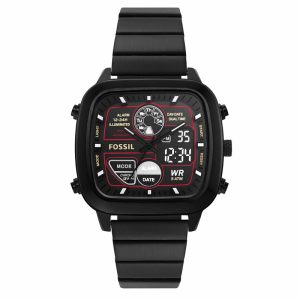 Fossil Men’s Analog & Digital Black Stainless Steel Positive Display Dial 42mm Watch FS5891