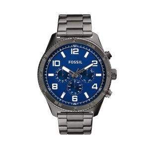 Fossil Men’s Quartz Gunmetal Stainless Steel Blue Dial 50mm Watch BQ2798