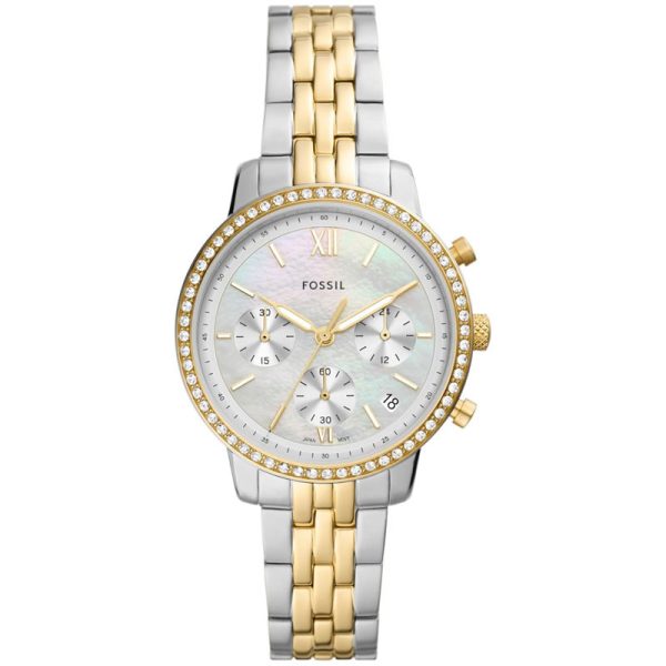 Fossil Women’s Quartz Two Tone Stainless Steel White Mother Of Pearl Dial 36mm Watch ES5216