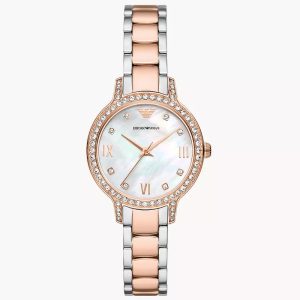 Emporio Armani Women’s Quartz Two-tone Stainless Steel Mother Of Pearl Dial 32mm Watch AR11499