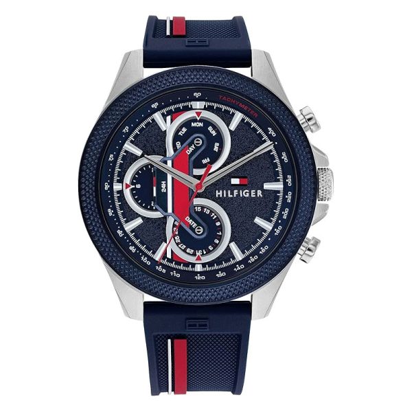 Tommy Hilfiger Men’s Quartz Navy Blue Silicone Strap Blue Dial 46mm Watch 1792083