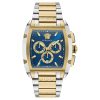 Versace Men’s Quartz Swiss Made Two-Tone Stainless Steel Blue Dial 42mm Watch VE6H00723