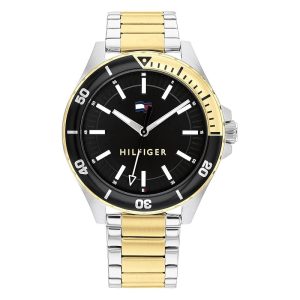 Tommy Hilfiger Men’s Quartz Two Tone Stainless Steel Black Dial 43mm Watch 1792013