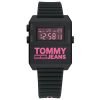 Tommy Hilfiger Unisex’s Digital Black Silicone Strap Pink Dial 35mm Watch 1791676