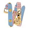 Versace Women’s Quartz Swiss Made Sky Blue & Pink Leather Strap Gold Dial 22mm Lock Icon Watch VEDW00219