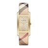 Burberry Women’s Swiss Made Quartz Multi Color Leather Strap Gold Dial 26mm Watch BU9407