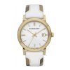 Burberry Women’s Swiss Made Quartz Multi Color Leather Strap White Dial 34mm Watch BU9110