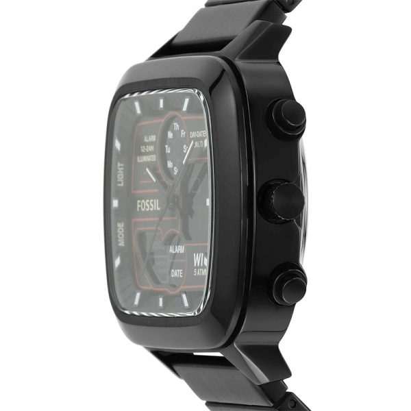 Fossil Men’s Analog & Digital Black Stainless Steel Positive Display Dial 42mm Watch FS5891