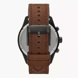 Fossil Men’s Quartz Brown Leather Strap Grey Dial 50mm Watch BQ2800