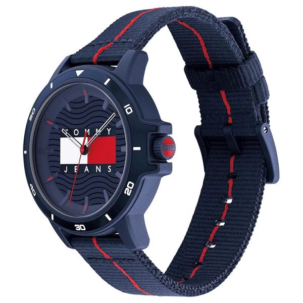 Tommy Hilfiger Men’s Quartz Blue & Red Nylon Strap Blue Dial 42mm Watch 1791997