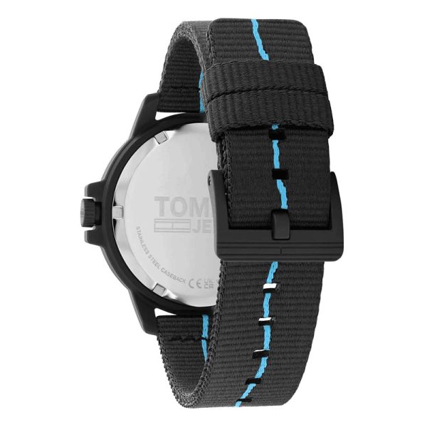 Tommy Hilfiger Men’s Quartz Black & Sky Blue Nylon Strap Black Dial 42mm Watch 1791999