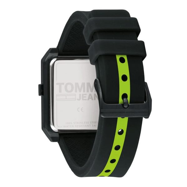 Tommy Hilfiger Men’s Digital Black Silicone Strap Neon Green Dial 35mm Watch 1791675