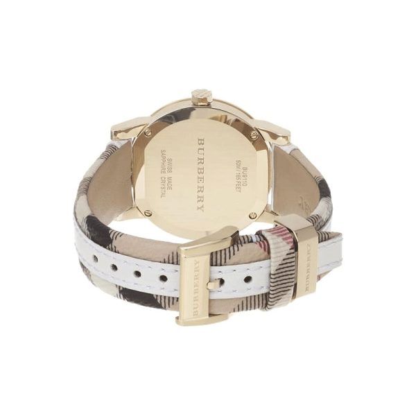 Burberry Women’s Swiss Made Quartz Multi Color Leather Strap White Dial 34mm Watch BU9110